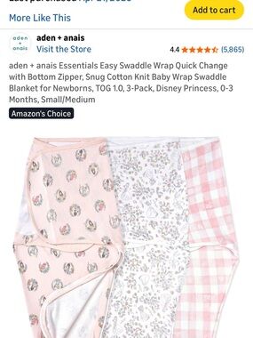 aden + anais Pink Floral, White Floral, and Pink Gingham 3-Pack Swaddles
